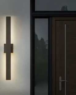 Ausenwandleuchte Led Metall Schwarz 89 Cm Rechteckig Melgam
