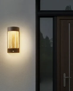 Ausenwandleuchte Led Metall Schwarz Mit Bewegungsmelder 35 Cm Rechteckig Pheppie