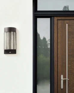 Ausenwandleuchte Led Metall Schwarz Mit Bewegungsmelder 35 Cm Rechteckig Pheppie