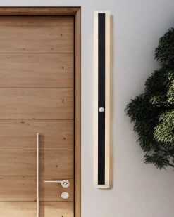 Ausenwandleuchte Led Metall Schwarz Mit Bewegungsmelder 100 Cm Rechteckig Savane