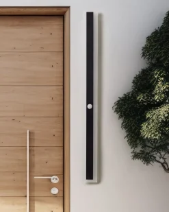 Ausenwandleuchte Led Metall Schwarz Mit Bewegungsmelder 100 Cm Rechteckig Savane
