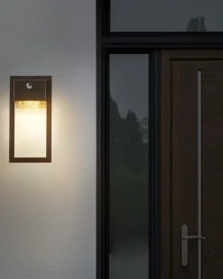 Ausenwandleuchte Led Metall Schwarz Mit Bewegungsmelder 33 Cm Rechteckig Elliot