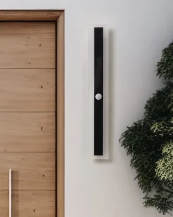 Ausenwandleuchte Led Metall Schwarz Mit Bewegungsmelder 60 Cm Rechteckig Savane