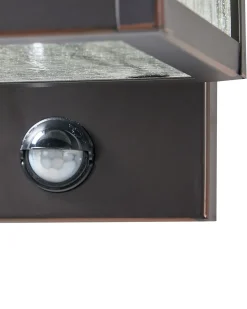 Ausenwandleuchte Metall Schwarz Mit Bewegungsmelder 37 Cm Rechteckig Gala