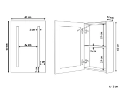 Bad Spiegelschrank Weis / Silber Mit Led-Beleuchtung 40 X 60 Cm Cameron