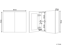 Bad Spiegelschrank Weis / Silber 80 X 70 Cm Navarra