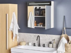 Bad Spiegelschrank Weis / Silber Mit Led-Beleuchtung 60 X 60 Cm Jaramillo