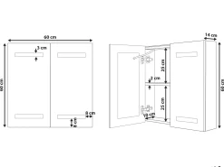 Bad Spiegelschrank Weis / Silber Mit Led-Beleuchtung 60 X 60 Cm Talagapa
