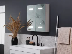 Bad Spiegelschrank Weis / Silber Mit Led-Beleuchtung 60 X 60 Cm Talagapa