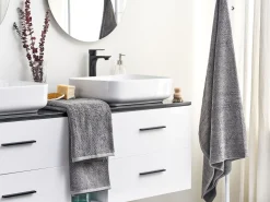 Badehandtuch Set Frottee Baumwolle Grau 2-Teilig Mitiaro