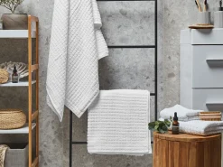 Badehandtuch Set Frottee Baumwolle Weis 4-Teilig Atai
