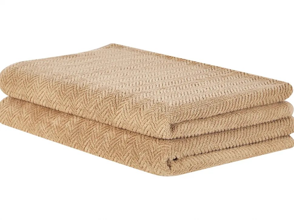 Badehandtuch Set Frottee Baumwolle Sandbeige 2-Teilig Mitiaro