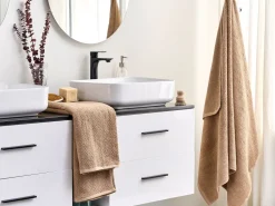 Badehandtuch Set Frottee Baumwolle Sandbeige 2-Teilig Mitiaro