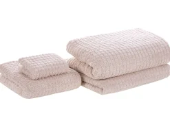 Badehandtuch Set Frottee Baumwolle Rosa 4-Teilig Atai