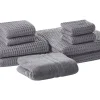 Badehandtuch Set Mit Badematte Baumwolle Grau 9-Teilig Areora