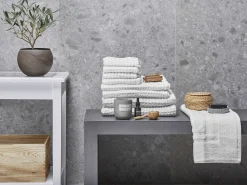 Badehandtuch Set Mit Badematte Baumwolle Weis 9-Teilig Areora