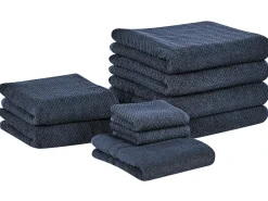 Badehandtuch Set Mit Badematte Frottee Baumwolle Dunkelblau 9-Teilig Mitiaro