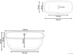 Badewanne Freistehend Blaugrun Oval 170 X 77 Cm Tesoro