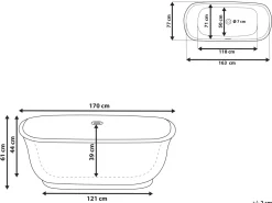 Badewanne Freistehend Gold Oval 170 X 77 Cm Tesoro