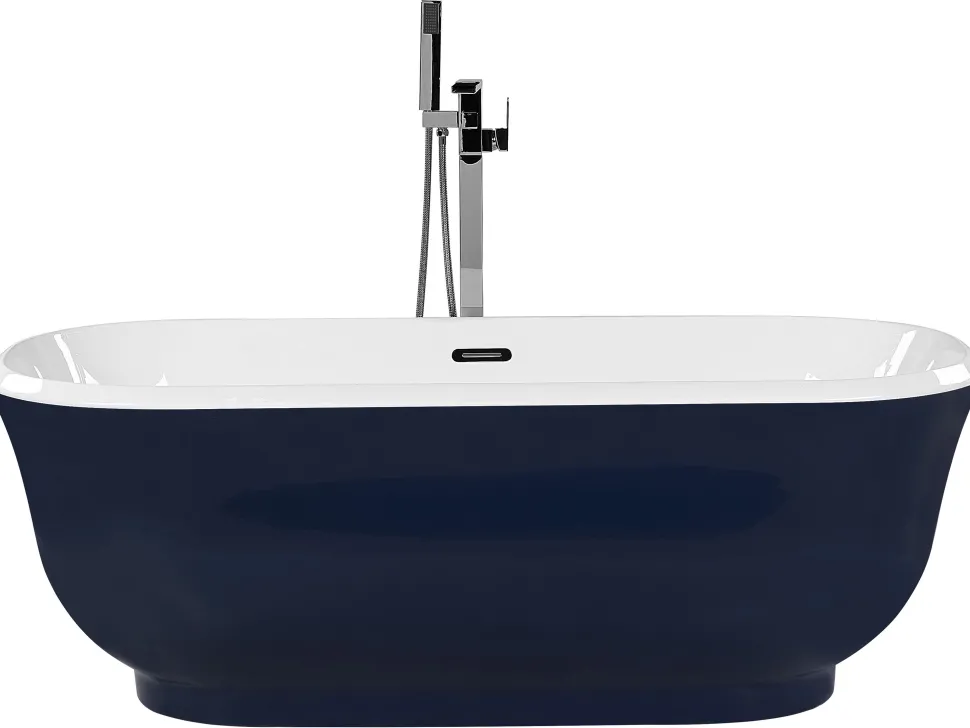 Badewanne Freistehend Marineblau Oval 170 X 77 Cm Tesoro
