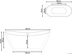 Badewanne Freistehend Schwarz Oval 180 X 78 Cm Antigua