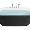 Badewanne Freistehend Schwarz Mit Armatur Oval 170 X 80 Cm Rotso