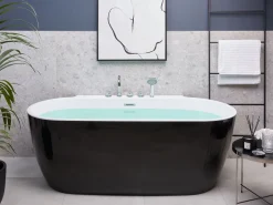Badewanne Freistehend Schwarz Mit Armatur Oval 170 X 80 Cm Rotso