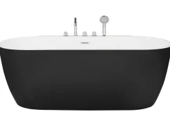 Badewanne Freistehend Schwarz Mit Armatur Oval 170 X 80 Cm Rotso