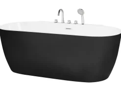 Badewanne Freistehend Schwarz Mit Armatur Oval 170 X 80 Cm Rotso