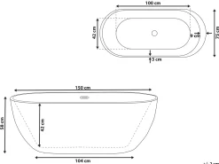 Badewanne Freistehend Schwarz Oval 150 X 75 Cm Nevis