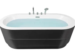 Badewanne Freistehend Schwarz Mit Armatur Oval 170 X 80 Cm Empresa