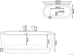 Badewanne Freistehend Schwarz Mit Armatur Oval 170 X 80 Cm Empresa