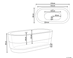 Badewanne Freistehend Weis Oval 170 X 80 Cm Empresa