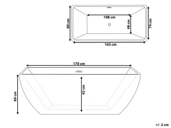 Badewanne Freistehend Weis Eckig 170 X 80 Cm Cabruna