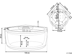 Badewanne-Whirlpool Mit Bluetooth Lautsprecher Weis Eckmodell 150 X 114 Cm Milano