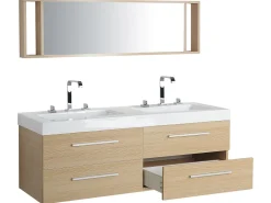 Badmobel Set Heller Holzfarbton Malaga