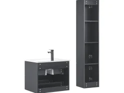 Badmobel Set 3-Teilig Schwarz Tudela