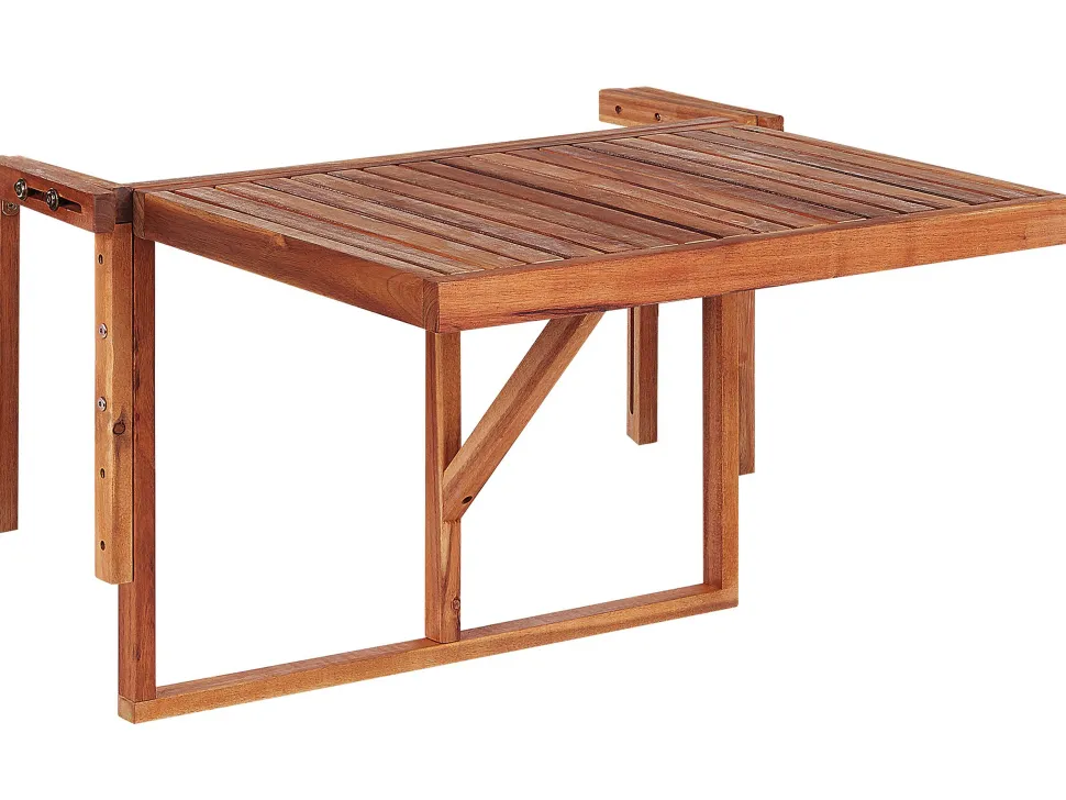 Balkonhangetisch Akazienholz Hohenverstellbar 60 X 40 Cm Dunkelbraun Udine