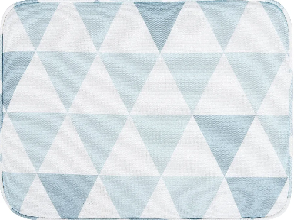 Balkonset Akazienholz Hellbraun Auflagen Dreiecke Blau / Weis Fiji