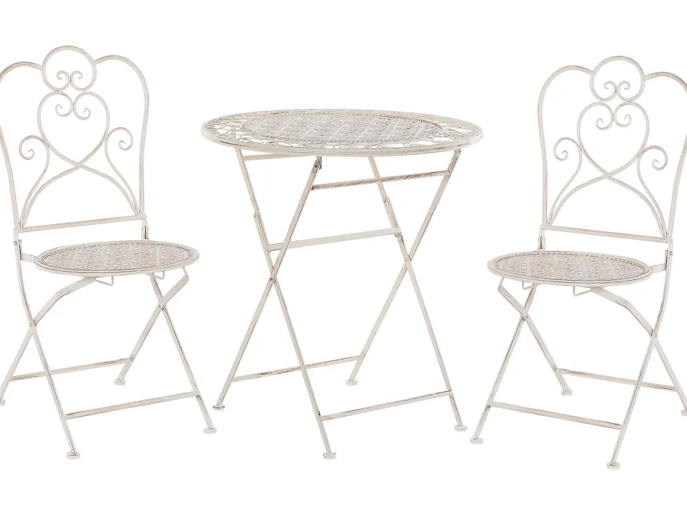 Balkonset Beige 2 Stühle Klapptisch Metall Trieste