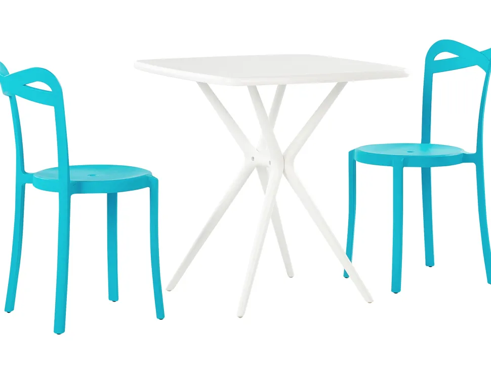 Balkonset Kunststoff Weis / Blau 2 Stühle Sersale / Camogli