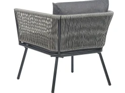 Balkonset Rattan Hellgrau Auflagen Grau Gargano