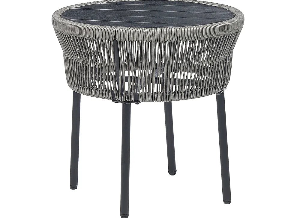 Balkonset Rattan Hellgrau Auflagen Grau Gargano