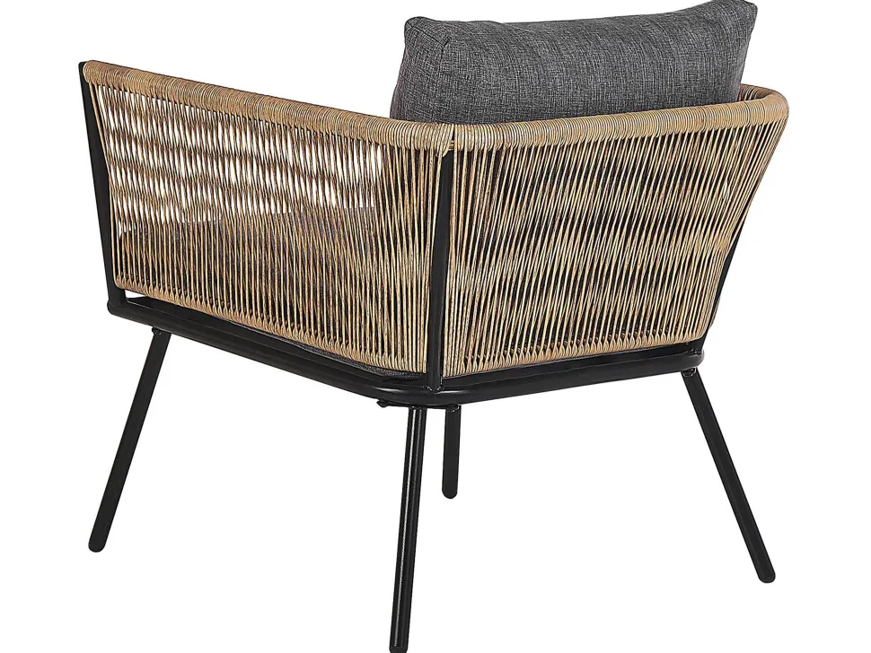 Balkonset Rattan Naturlich Auflagen Grau Gargano