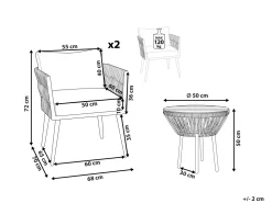 Balkonset Rattan Naturlich Auflagen Grau Gargano