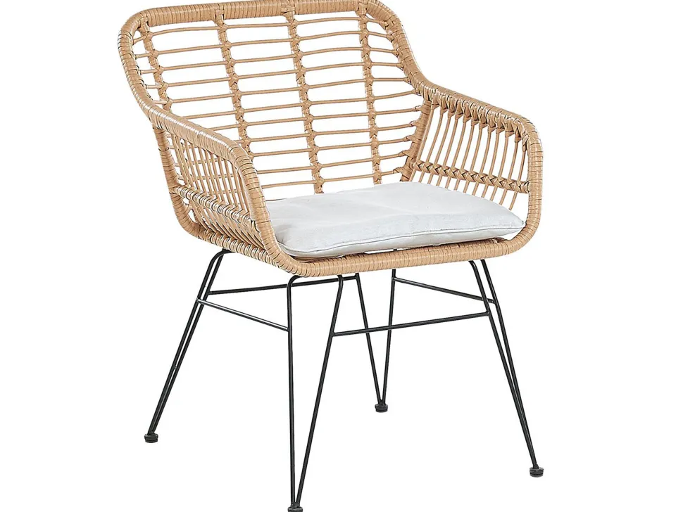 Balkonset Rattan Naturlich 2 Stühle Auflagen Hellgrau Trestina