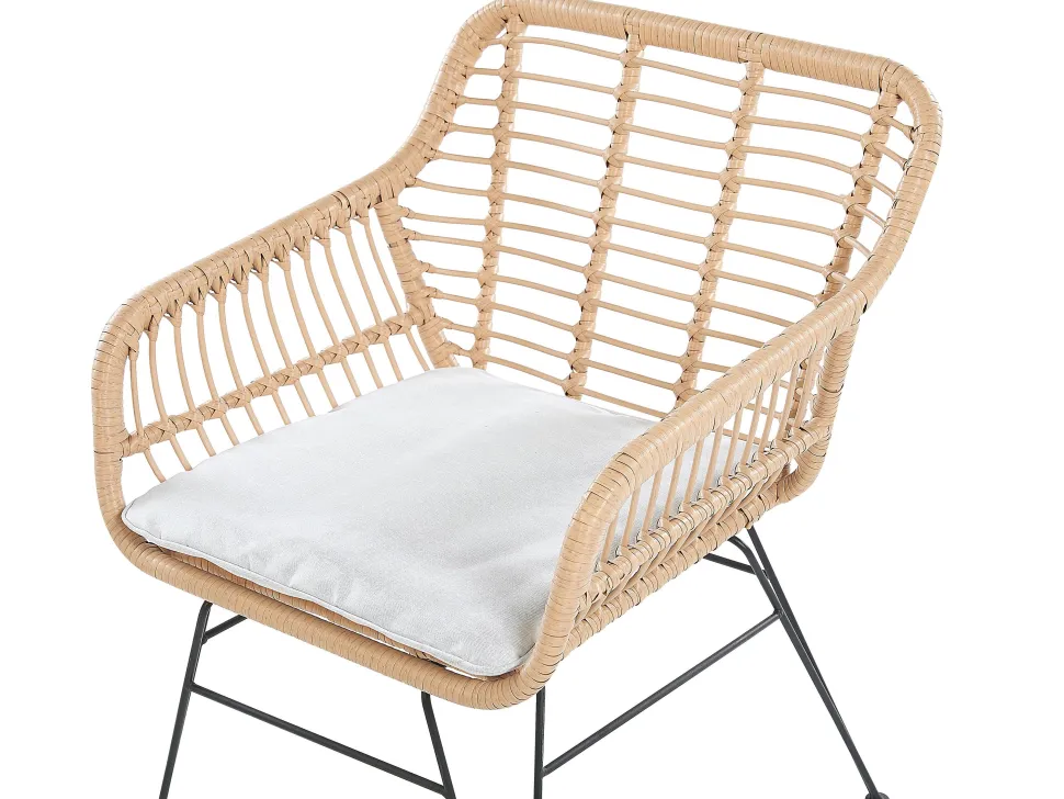 Balkonset Rattan Naturlich 2 Stühle Auflagen Hellgrau Trestina