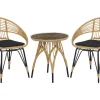 Balkonset Rattan Naturlich Auflagen Schwarz Pellaro