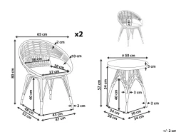 Balkonset Rattan Naturlich Auflagen Schwarz Pellaro