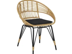 Balkonset Rattan Naturlich Auflagen Schwarz Pellaro